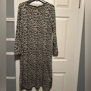 LOFT Animal Print Long Sleeve Dress